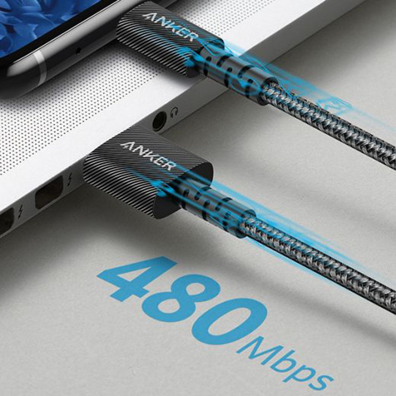 کابل تبدیل USB به USB-C انکر مدل A8022 PowerLine Select Plus طول 0.9 متر